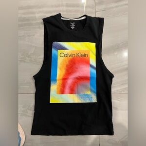 Calvin Klein Black Crop Top with Colorful Graphic